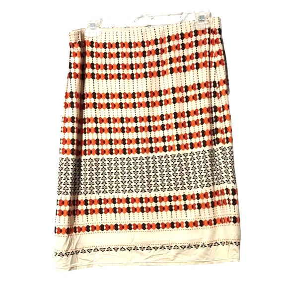Studio M Retro Pencil Skirt Mid Rise Geometric Pattern White Multicolor Womens M - Picture 1 of 8